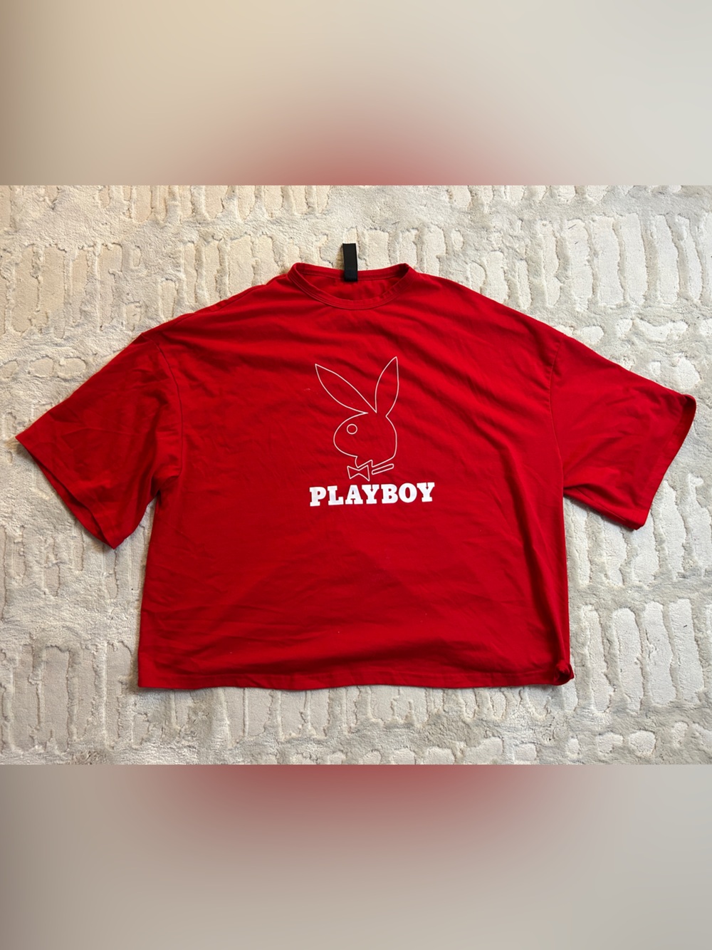 PLAYBOY Red Short-Sleeve Logo Tee with White Bunny
